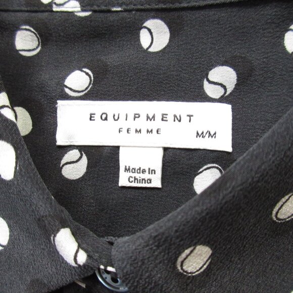 NWT Equipment Signature in Eclipse Tennis Ball Silk Button Down Shirt M - Picture 3 of 6